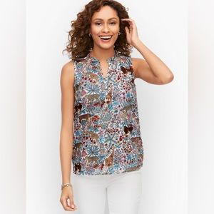NWT Talbots Ruffle Trim Shell- Tropical Safari Top Size XS